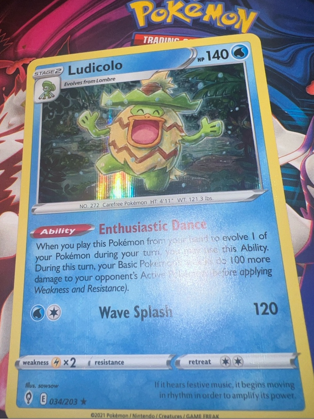Pokemon Ludicolo Holo Card - Blue and Yellow Border